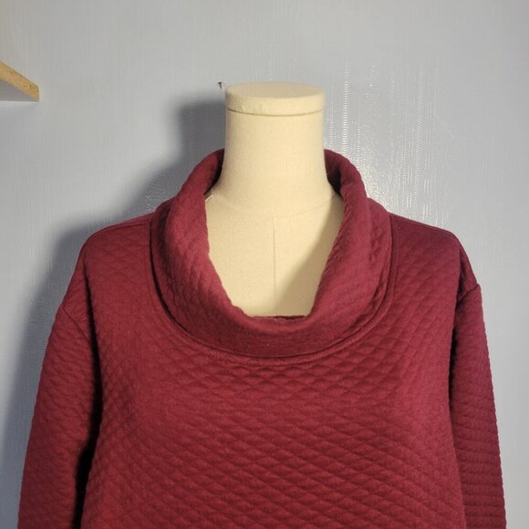 Croft & Barrow 2X Maroon Burgundy Longsleeve Cowl Neck Pullover Sweatshirt - Picture 2 of 10
